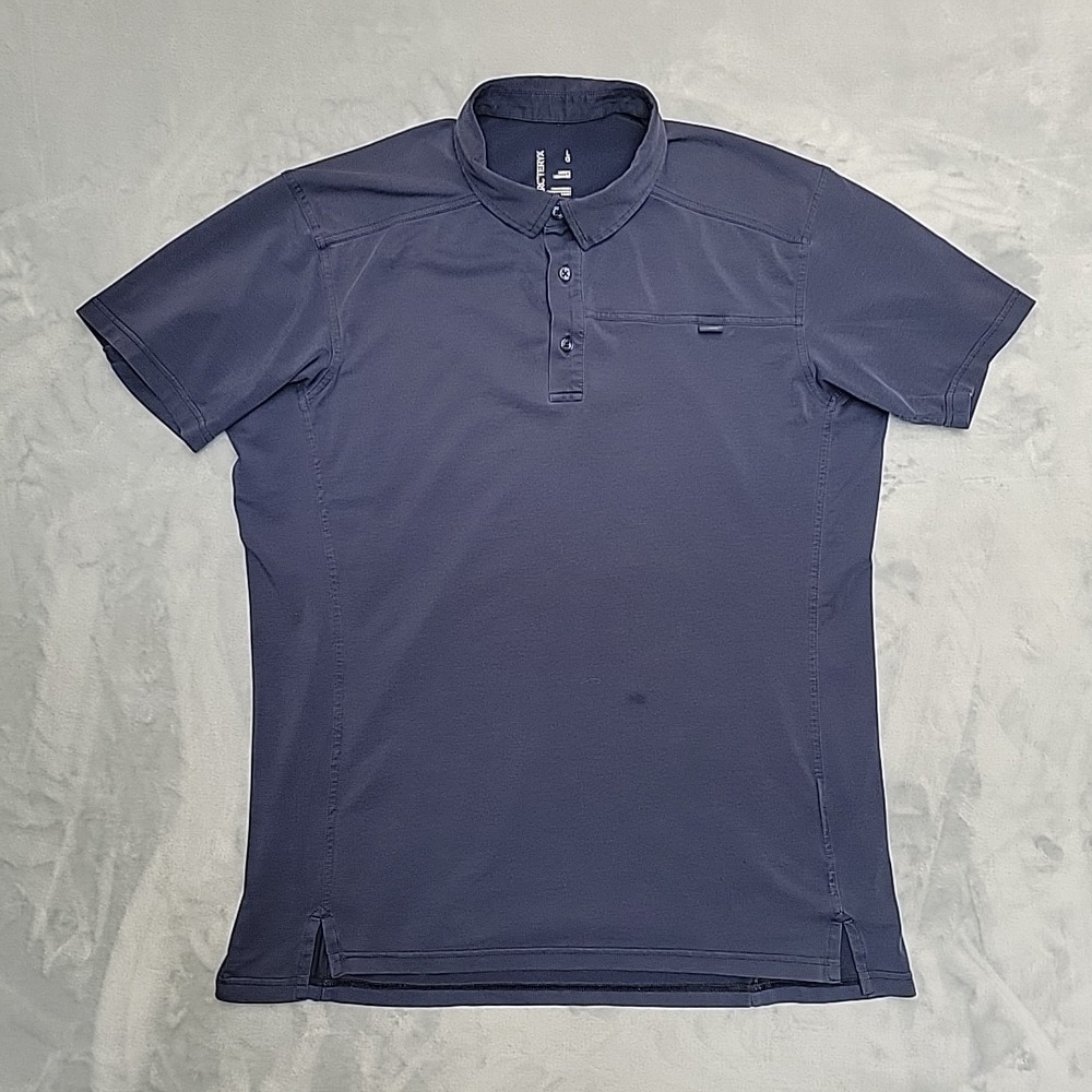Arcteryx Captive SS Polo Mens L Blue Short Sleeve Gorpcore Outdoor Hiking‎ Shirt